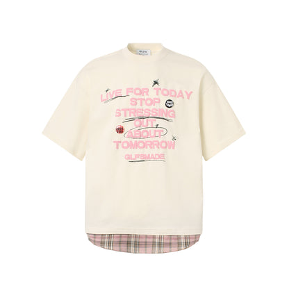 2025 JT961 2025n Street 2025 Summer Foam Print Premium Design Men's Loose Fake Two-piece Short Sleeve T-Shirt
