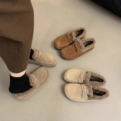 2025 Retro Birkenstock shoes women's outer wear velvet Doudou shoes popular new autumn and winter soft-soled one-pedal wool cotton shoes