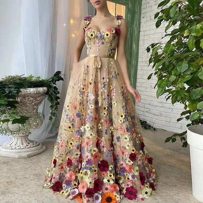 Cross-border  new  independent station women's clothing three-dimensional flower fashion embroidery flower hip wrap sexy dress