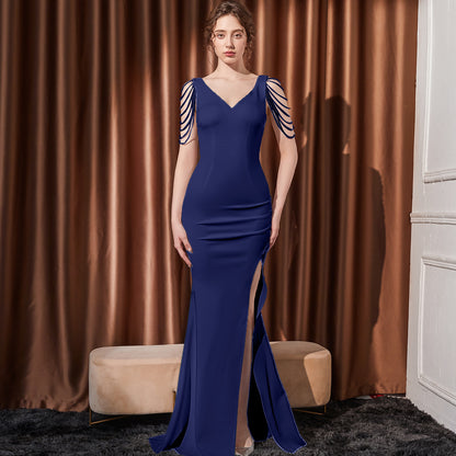 2025 Evening dress female sexy slim and thin annual meeting host party socialite niche high-end long fishtail dress