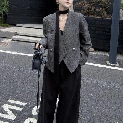 High-end streamer blazer women's autumn new design niche single-breasted short casual and thin suit