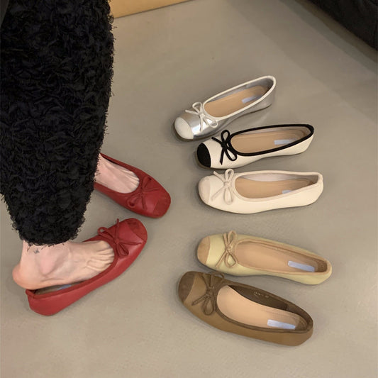 2025 Flat-bottomed small fragrant single shoes women's shoes spring and autumn popular new spring red ballet  gentle evening shoes