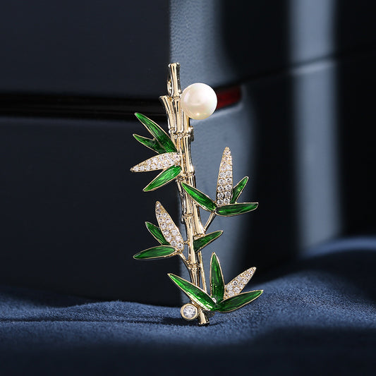 2025 Chinese style elegant temperament anti-light pin buckle cheongsam dress accessories high sense bamboo brooch