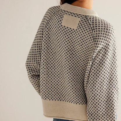 New Cross-border Autumn and Winter New Women's Clothing Long Sleeve Pullover Jacquard Long Sleeve Crew Neck Sweater Jacket Women