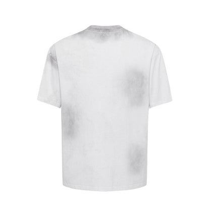 2025 27173 2025n Street 2025 Summer Character Map High Sense Small Neck Design Men's Loose Spray Color Short Sleeve T-Shirt
