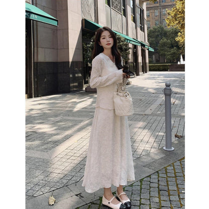 gentle wind fragrant style suit skirt women 2025 spring and autumn Korean wear loose top skirt two-piece suit women