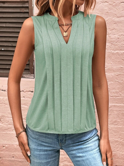 2025 Popular, ,  New women's clothing summer new fashion temperament elegant pleated V-neck vest women's top T