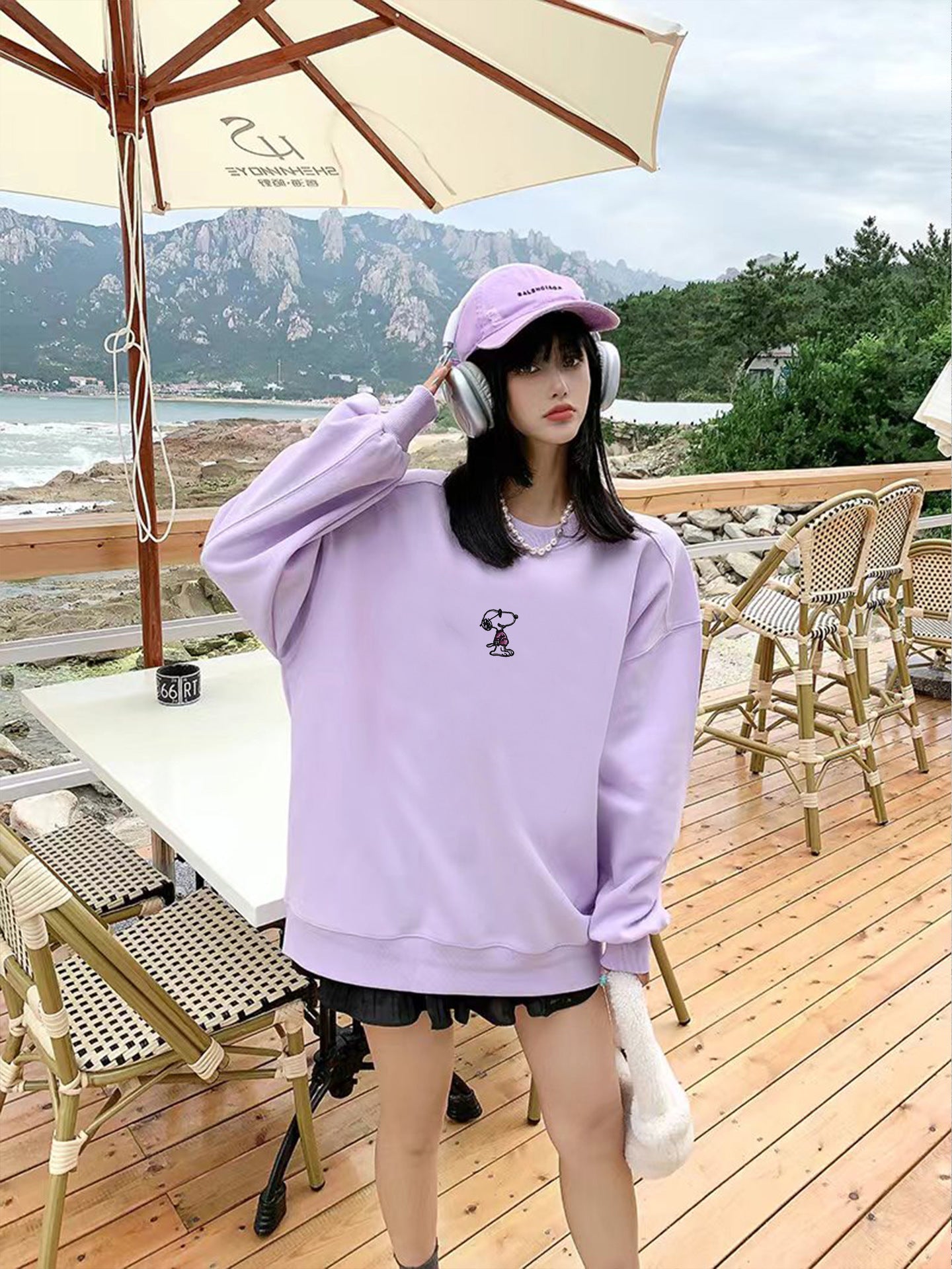 jinran non binary outfits Cartoon Embroidery 2024 Chinese Cotton Composite Milk Silk Korean Ins Style Western Style All-Match Loose Casual Sweater for Women