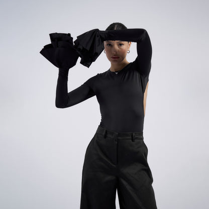 2025 New sexy wind backless tight onesie women's pure desire for spring new lotus leaf sleeve onesie high sense