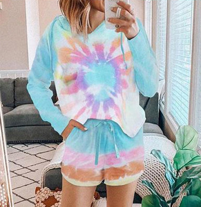 2025 spring and summer  new loungewear casual printing summer  long-sleeved shorts home two-piece set