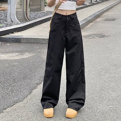 jinran 90s streetwear High Waist Loose Suit Pants Wide Leg Pants Draping Mop Straight Casual Pants for Women New