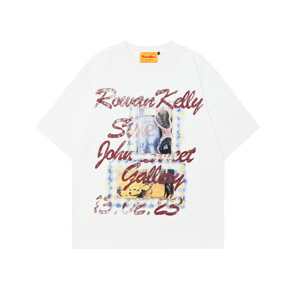 2025 WT388 2025n Street 2025 Summer Stamp Cover Design Men's Loose Haute Sense Neutral Short Sleeve T-Shirt