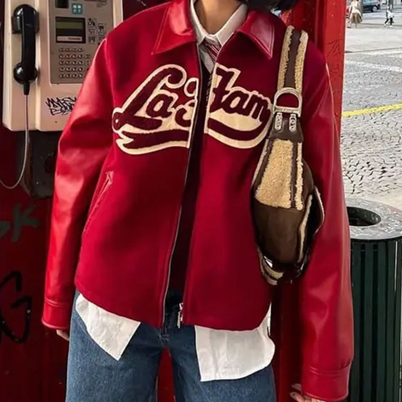 jinran 90s streetwear 2024 Spring and Autumn New Retro Lapel Letter Printed Coat Jacket Baseball Uniform Personalized Street