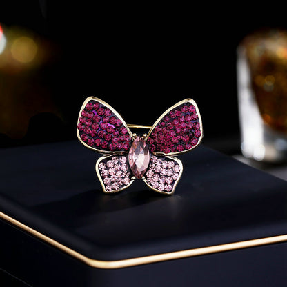 2025 New clothing jacket suit corsage cardigan anti-light fixed clothes pin retro national style butterfly small brooch