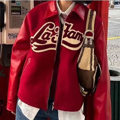 jinran 90s streetwear 2024 Spring and Autumn New Retro Lapel Letter Printed Coat Jacket Baseball Uniform Personalized Street