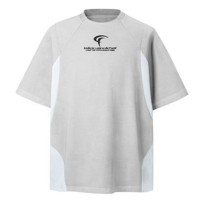 2025 8569 2025n Street 2025 Summer Splicing Design Men's Embroidery Loose High-end Neutral Short Sleeve T-Shirt