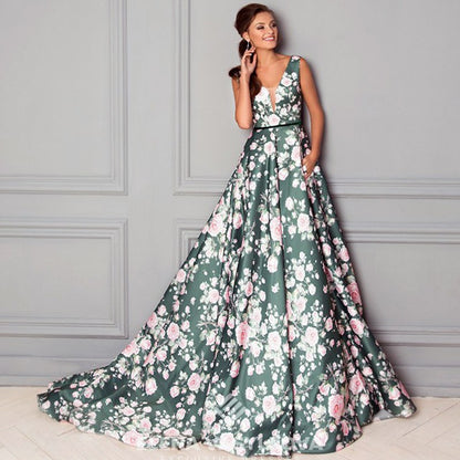 2025 spring and summer new fashion print dress women's bohemian style print long pendulum knee length skirt