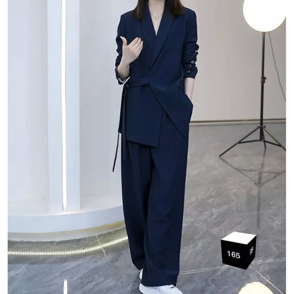 2025 Internet celebrity casual suit women's  spring and autumn Dongdaemun Korean version blazer thin wide-leg pants two-piece set Popular trade