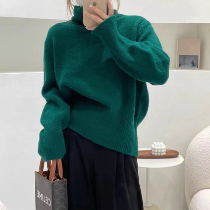 jinran 2000s fashion 2024 Winter New Korean Style Lazy Style Elegant Knitwear Fashionable Western Style Turtleneck Women's Pullover Sweater