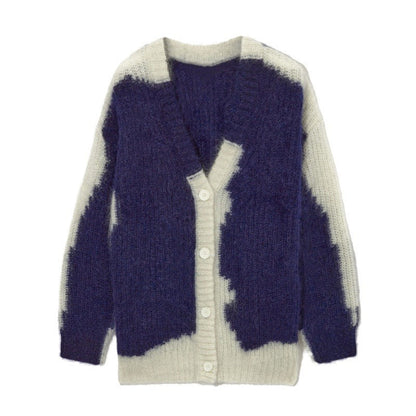 jinran barn jacket outfits Autumn New Women's Loose Knitted Blended Color Matching Cardigan