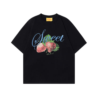 2025 WT387 2025n Street Tide 2025 Summer Couple Trend 3D Strawberry Pattern Design Men's Loose Short Sleeve T-Shirt