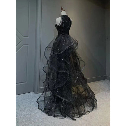 jinran witch dress to impress Black Evening Dress for Women 2024 New Light Luxury Niche High-End High-End Sense Trailing Birthday Party Host Adult Ceremony