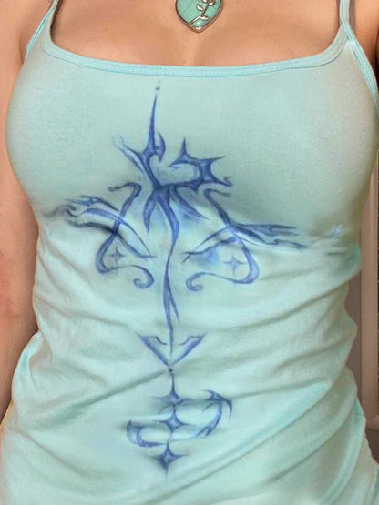 jinran Sweet Floral Printed Camis Top Casual Slim Basic Slash Neck Sleeveless Tank Tops Women 2024 Summer Fashion Streetwear