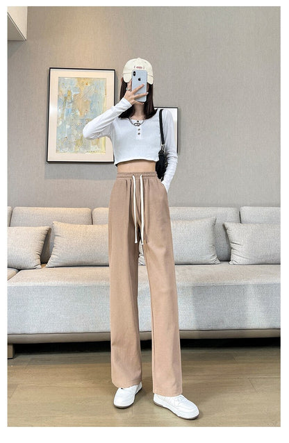 jinran Casual Wide Leg Pants Women'S Spring Autumn New Korean Female Loose High Waist Thin Hanging Feeling Versatile Long Trousers