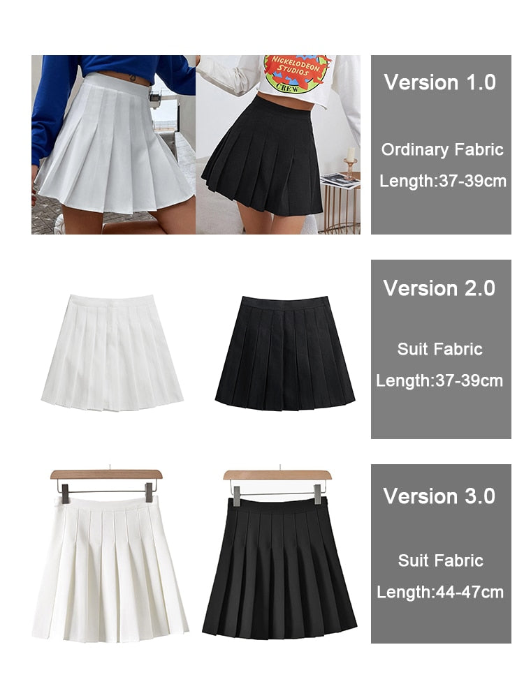 jinran Preppy Style High Waist Solid Pleated Mini Skirt Women Summer Spring Korean Fashion Cute White A-line Skirt Y2k Skort Clothes