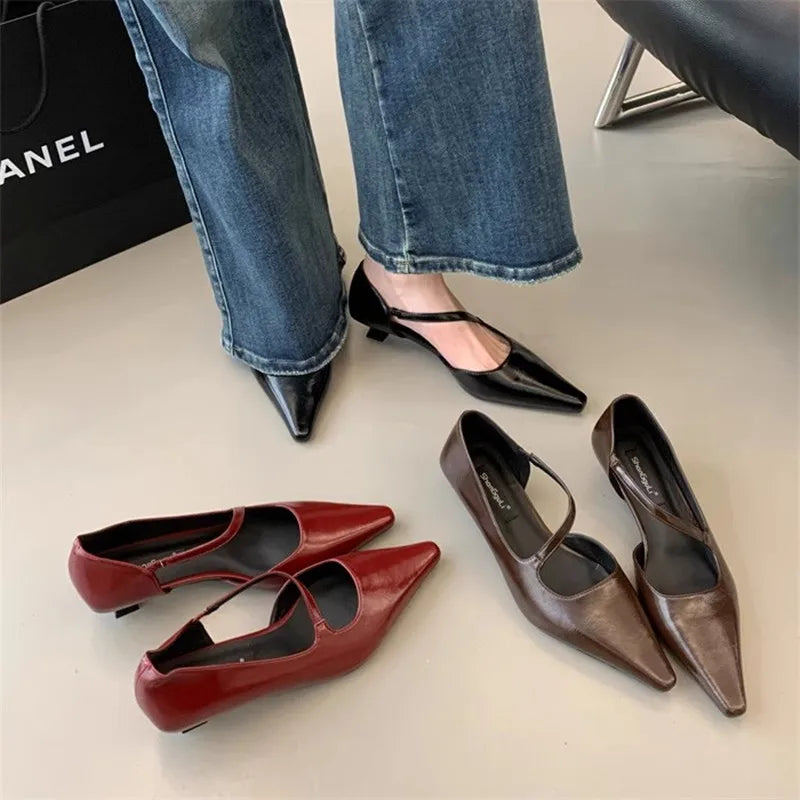 jinran 2024 Spring Band Women Pumps Shoes Fashion Shallow Slip On Slingback Sandals Thin Heel Dress Sexy Pumps Shoes Mujer