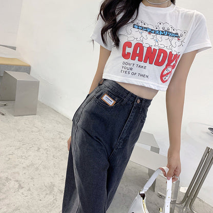 jinran 2022 New Spring Autumn Ins Street Hip-hop Wash Jeans Pants Loose Casual Denim Wide Leg Pants Tide Woman Side Stirp Jeans S-5XL