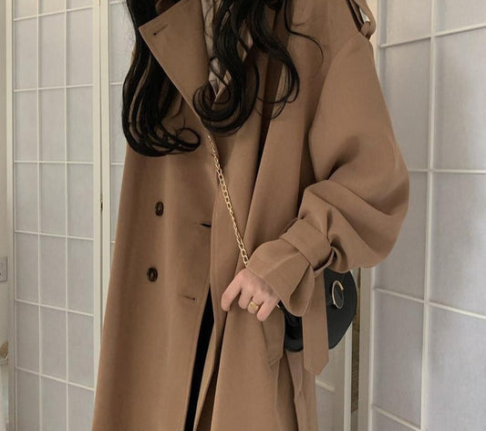 jinran Windbreaker Women's Spring Autumn New 2021 Korean Version of Medium and Long Short British Wind Over-the-knee Coat Jacket