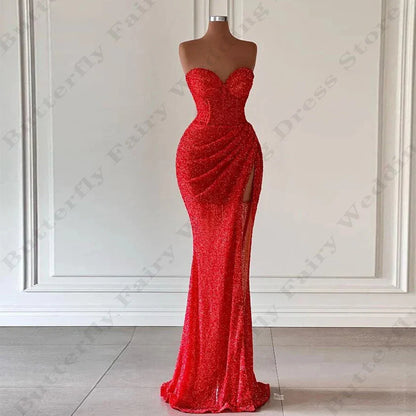 jinran Sexy Mermaid Backless Evening Dresses Fashion Off Shoulder Sleeveless High Split For Women Elegant Fascinating New Prom Gowns