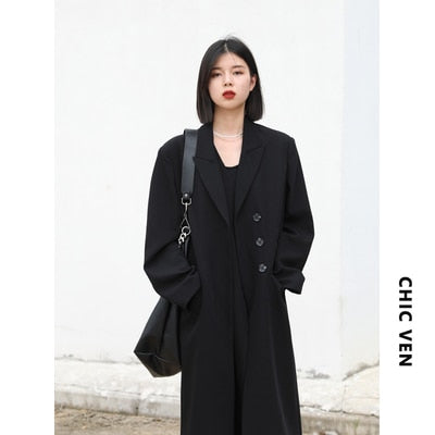 jinran New Women's Long Trench Coat Solid Design Woman Windbreaker Outerwear Female Tops Office Lady Coats Spring Autumn 2022