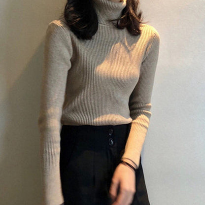 jinran Autumn Winter Korean Women Pullover Sweaters Slim Women Turtleneck Basic Tops Casual New Knitted Sweater Soft Warm Jumper 8069