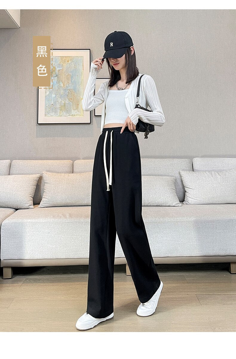 jinran Casual Wide Leg Pants Women'S Spring Autumn New Korean Female Loose High Waist Thin Hanging Feeling Versatile Long Trousers