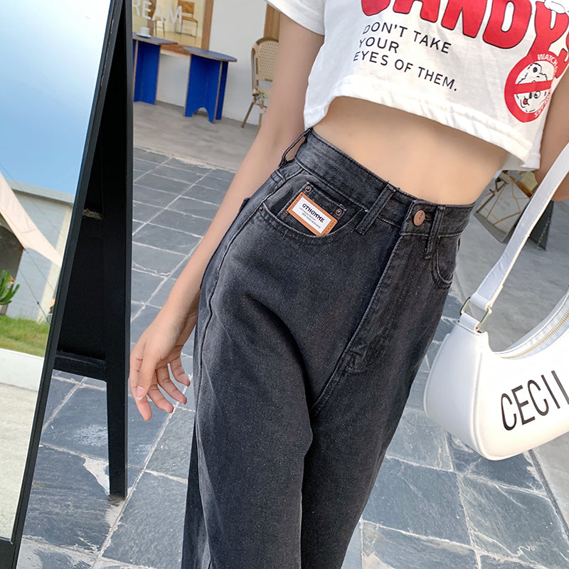 jinran 2022 New Spring Autumn Ins Street Hip-hop Wash Jeans Pants Loose Casual Denim Wide Leg Pants Tide Woman Side Stirp Jeans S-5XL