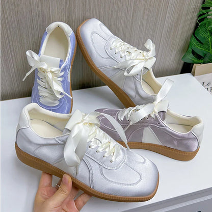 nvxiot  -  Women Sneakers Women Split Leather Lace-Up Square Head Platform Shoes Lady Soft Flats Casual Shoes Loafers Women Luxury Shoes