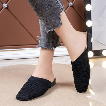 jinran Woman Mules Shoes Outdoor Women Slippers Female Square Toe Shallow Low-heel Casual Shoes Comfortable Slippers Slides New