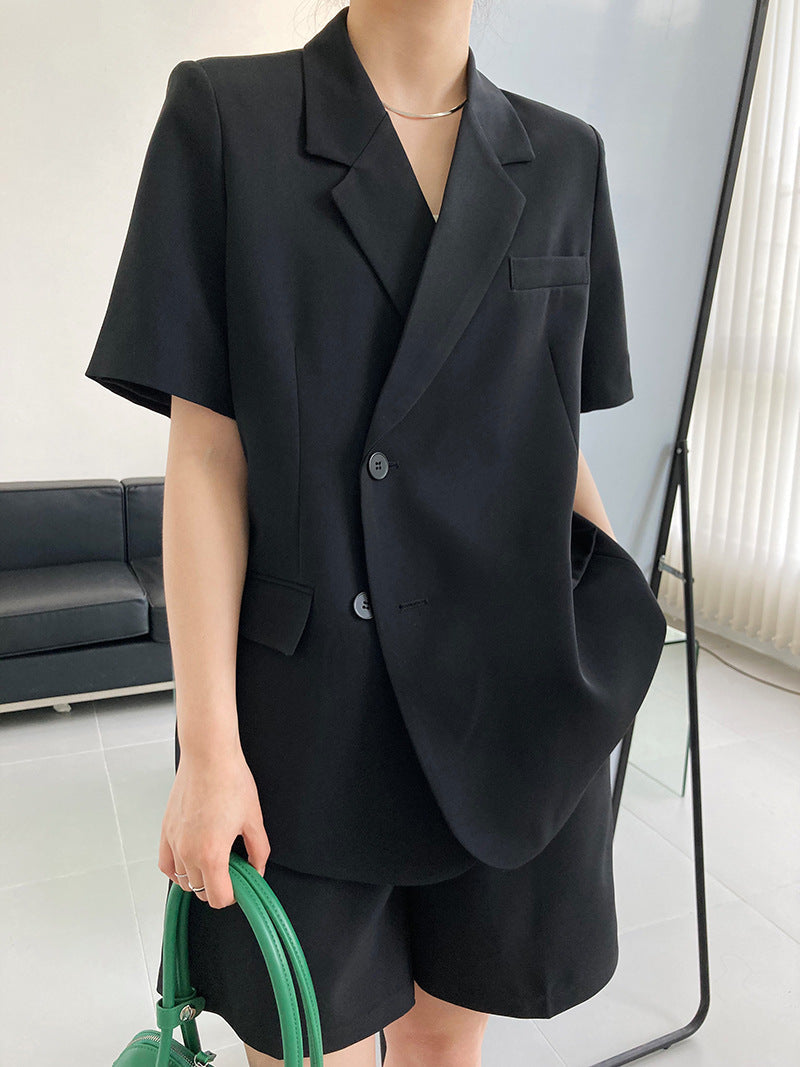 jinran 2022 Summer Thin Authentic Upscale Suit Elegant Women's Suit Jacket Shorts Suit Casual Loose Two Piece Office Suit