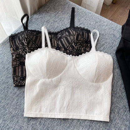 jinran Vintage Lace Tank Top Sexy Thin Breathable Beautiful Back Camisole Push Up Wireless Clothing 2022 New