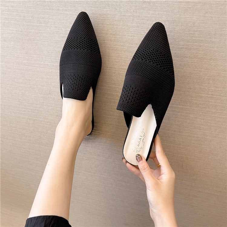 jinran Woman Mules Shoes Outdoor Women Slippers Female Square Toe Shallow Low-heel Casual Shoes Comfortable Slippers Slides New