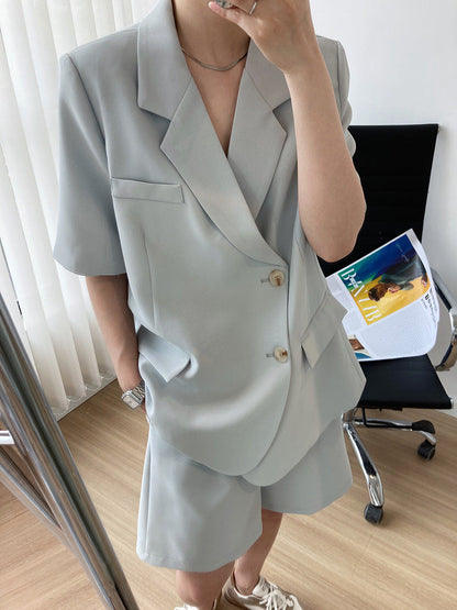 jinran 2022 Summer Thin Authentic Upscale Suit Elegant Women's Suit Jacket Shorts Suit Casual Loose Two Piece Office Suit