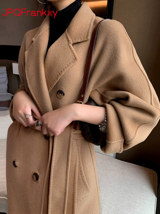 jinran Cotton Padded Autumn Winter New Classic Camel Wool Coat Loose Fashion Joker Temperament Woolen Coat Coats and Jackets Women