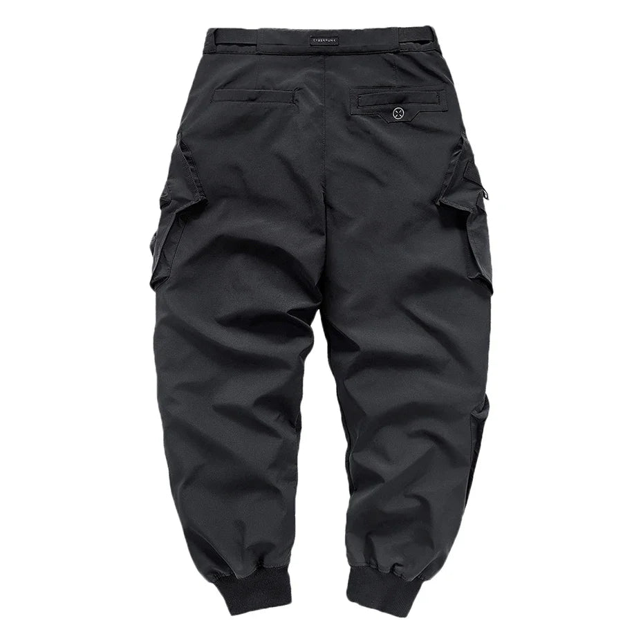 Streetwear Cargo Pants Harajuku Hip Hop Joggers Men Oversized Techwear Pants Multi Pockets Harem Pencil Trousers Black