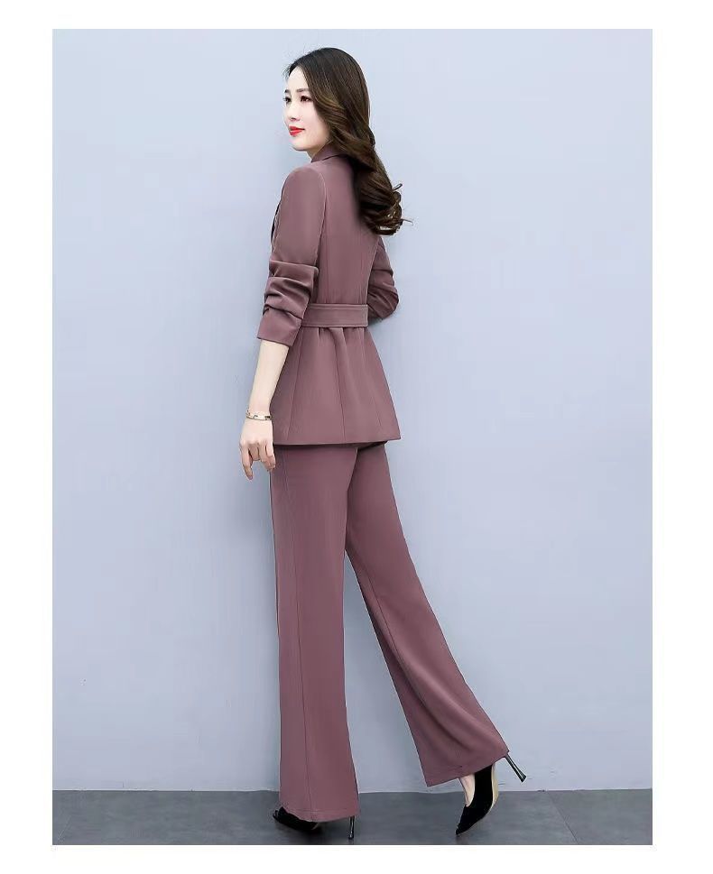 jinran Korean Version High Sense Temperament Professional Suit Elegant Woman 2022 Spring New Style Suit Wide Leg Pants Two-piece Set