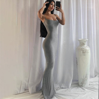 jinran Fashion Sexy Skims Summer Dress Backless Evening Maxi Dress Women Party Club Ladies Bodycon Peach Hip Elegant Long Dresses Woman