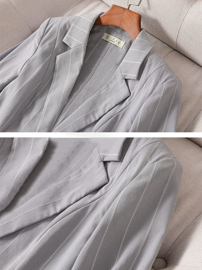 jinran Small Suit Jacket New Women's Spring Summer Striped Slim Sleeve Fashion Slim Suit Suit Jacket Oversize Code Clothing for Women