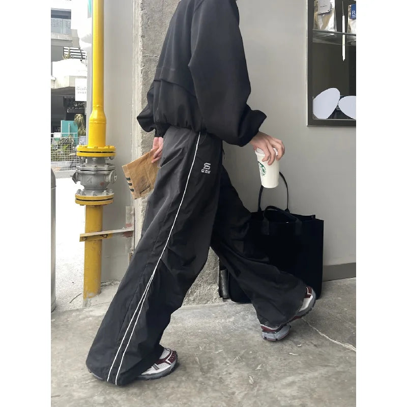 Sports Pants Man Baggy Parachute Pants Y2K Oversize Joggers Streetwear Tracksuit Black Wide Leg Trousers for Men