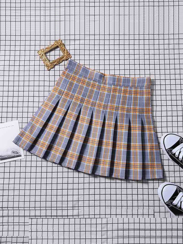 jinran Preppy Style High Waist Solid Pleated Mini Skirt Women Summer Spring Korean Fashion Cute White A-line Skirt Y2k Skort Clothes